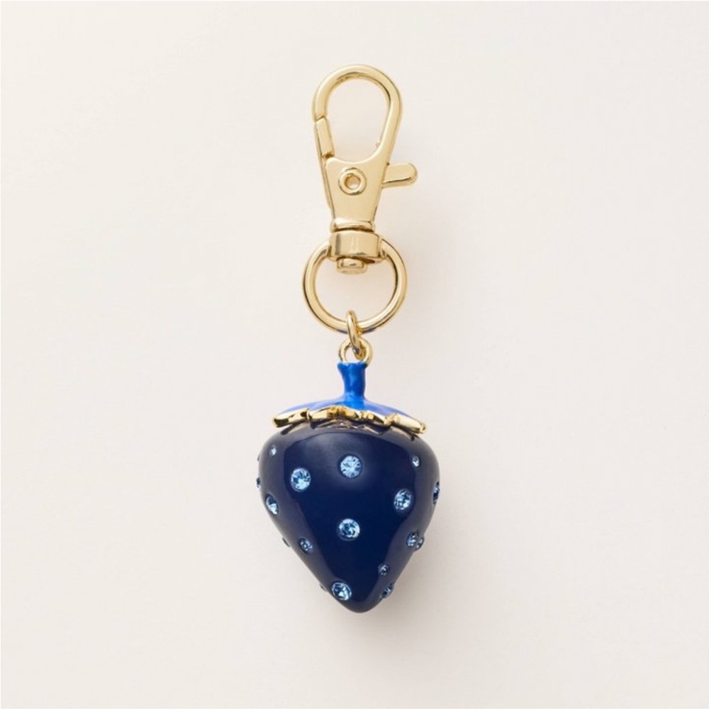 NWT Kate Spade X Target Blue Strawberry Bag Charm w/ Gold Clasp & light blue dot